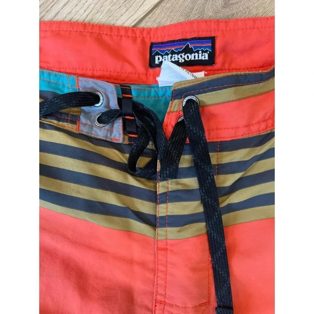 MENS PATAGONIA STRIPED EMBROIDERED WAVEFARER BOARD SHORTS
